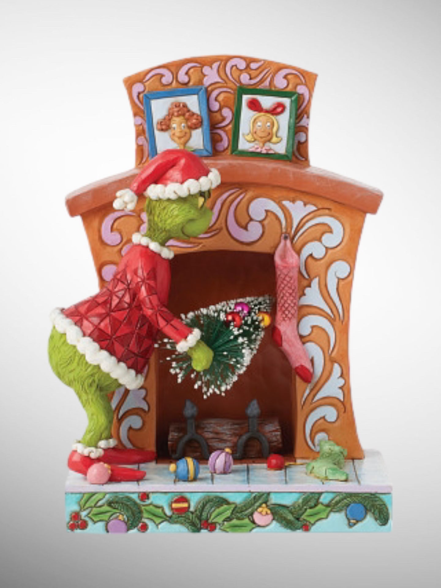 Jim Shore Dr. Seuss The Grinch - Grinch Pushing Tree Up Chimney Figurine